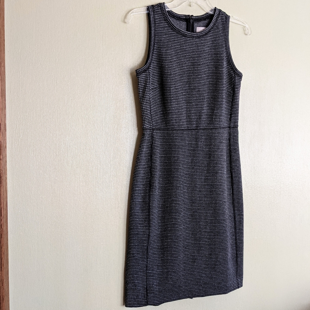 Loft Sheath Dress Black Ponte Knit Patterned Sleeveless - Picture 4 of 17